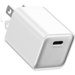 wegear 30W Compact Wall Charger, USB C Charger Block with GaN III Tech, PD3.0 PPS QC4.0 Fast Foldable Power Adapter for iPhone 16 15, Galaxy, Pixel, iPad, AirPods,MacBook Air (White, 1 Pack)