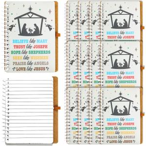 TaoBary 12 Pack Christmas Jesus Notebooks Bulk Religious Note Pads Believe Like Mary Nativity Christian Gift Spiral Prayer Journals Small Inspirational Bible Notebooks for Sunday School Church