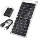 Mini 5V 6W USB Solar Panel, Portable 5 Volt 6 Watt High Efficiency Monocrystalline Solar Panel Charger with 55inch Cable for Cellphone Camera Fan Camping Lantern etc.