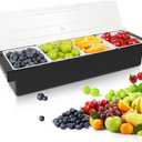 Condiment Garnish Tray Caddy For Bartenders,Bar Garnish Fruit Caddy With Lid,Plastic Condiment Container For Bartending,Outside Parties(4 Compartment)