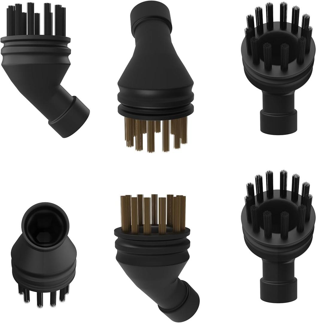 6-Pack Nylon & Brass Brush Set Compatible With Flgocexs, MiKoSoRu EM-302, YSEAGA HY-308, Outspurge, Wellcows WHL-609, YUBOLAX Steam Cleaners