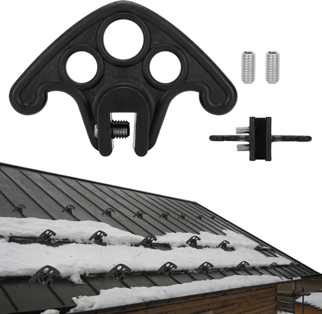 50 Pack Snow Guards for Metal Roofs, Plastic Roof Ice Guard for Standing Seam Metal Roofing, Stops Roof Snow from Breaking Up (Includes Set Screws)
