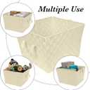 Simplify Large Woven Strap Tote | Decorative Storage Basket | 2 Handles | Organization | Closet | Bedroom | Bathroom | Nursery | Accessories | Toys | Gifts | 2 Pack | Ivory