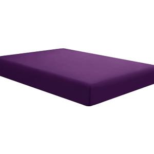 Sfoothome Fitted Bottom Sheet for Mattress, Single Full Size Purple Microfiber Fitted Sheet with Deep Pocket