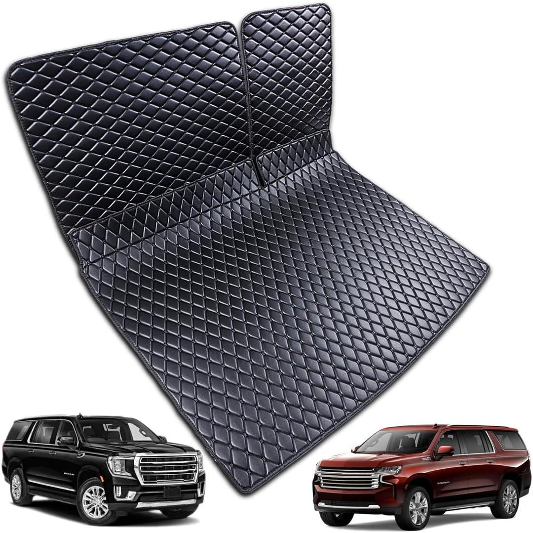 Cargo Mat Compatible with 2021-2026 Chevrolet Suburban/GMC Yukon XL (3rd-Row Power Folding Seats) Trunk Mat & Rear Backrest Mat Cargo Liners (3pcs)