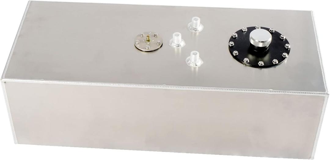 Universal 15 Gallon 57L Fuel Cell Tank Aluminum with Cap and Level Sender Polished Silver