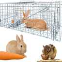 Live Animal Cage Traps,24in Rabbit Trap,Humane Way Folding Raccoon Traps for Stray Cats,Squirrels,Live Traps for Raccoons,Steel Foldable with Pedal Triggers (24X8X7)
