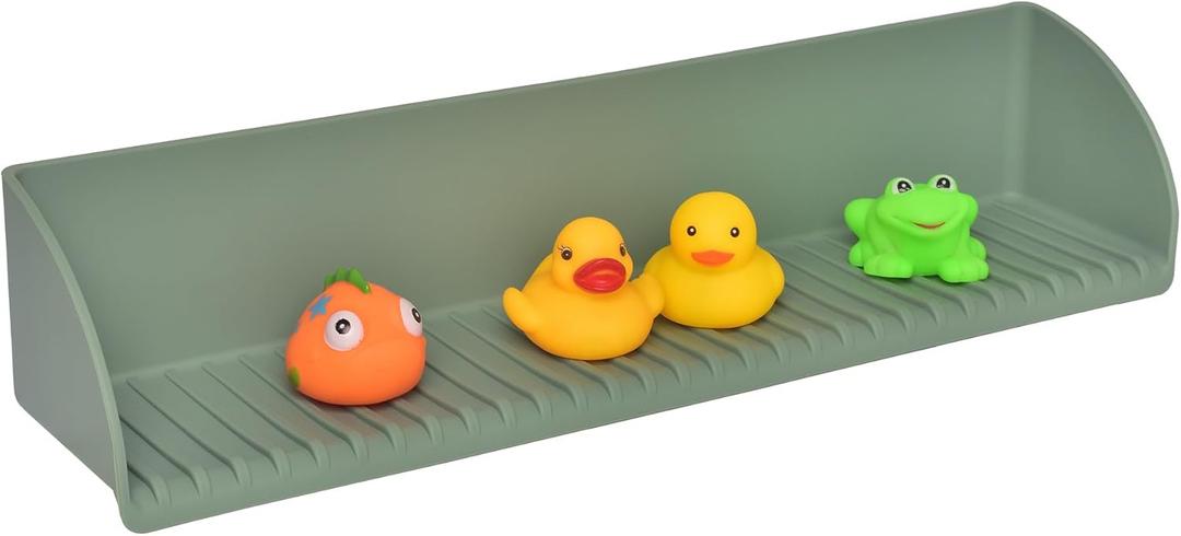 DNC Bathtub Splash Guard for Tub Kids, Silicone Bath Tub Topper Ledge Side Toddler Water Splash Guard Play Shelf Aqua 2 Pack