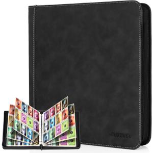 JoyHood Card Binder for Trading Card, Card Collection Binder with 12 Pocket - Hold Up to 960 Cards, Card Album Holder compatible with TCG/ PM/ MTG/ OPCG/ YGO Card (Black, 12 Pockets)