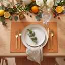 Artoid Mode Rust Faux Leather Placemats Set of 4 | 12x18 Inch Waterproof Wipeable Heat Resistant Vinyl Place Mats, Reversible Table Mats for Fall Kitchen Dining Decor