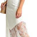 Women's 2026 Lace Patchwork Bodycon Skirt - High Waist Elegant Solid Maxi Long Skirt