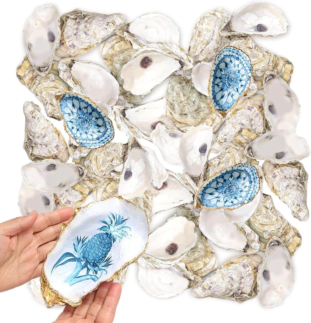 36PCS Natural Large Oyster Shells 4"-5" Bulk Oyster Shells for Crafts, Home Decor, Vase Fillers, Beach Wedding Decorations, Ocean-Themed Art Projects (4-5 inch)