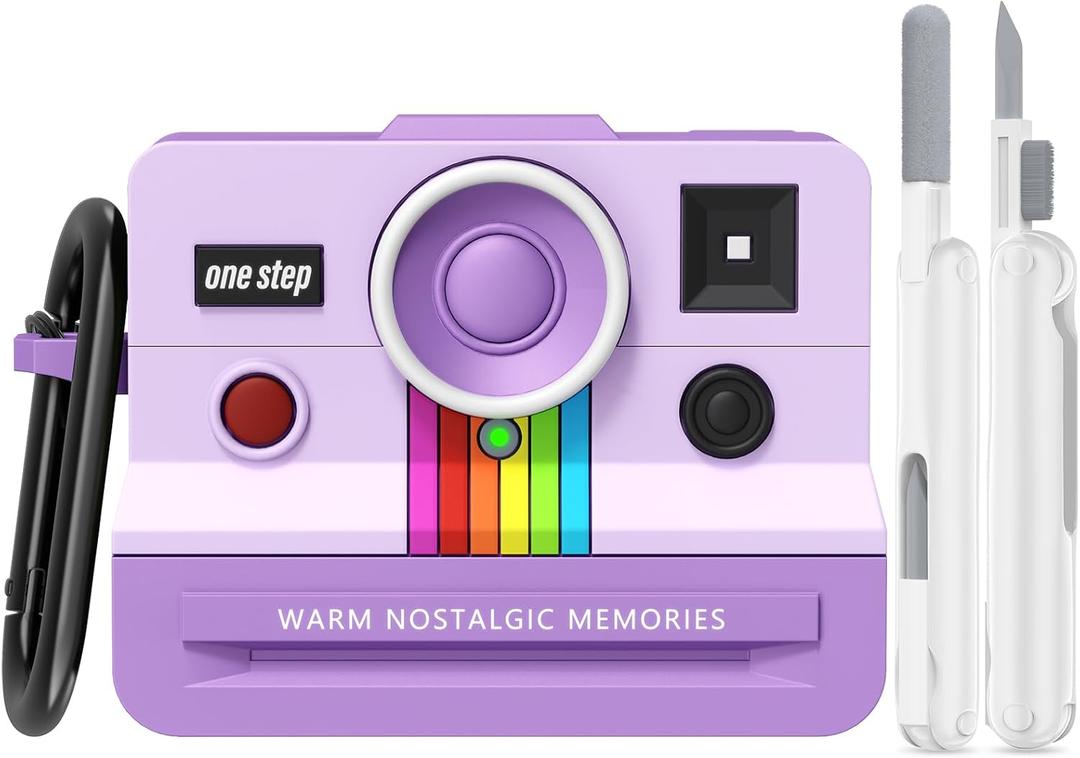 Case for Apple AirPods Pro 2 Cases with Camera Cover Compatible Anti-Drop Silicone Cover AirPods Pro Accessories Kit Cleaning Tools for Earbuds Keychain Earphone Cases (Purple, Airpods Pro 2/1 Case)