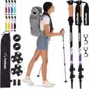 TrailBuddy Trekking Poles - Lightweight, Collapsible Hiking Poles for Snowshoe & Backpacking Gear - Pair of 2 Walking Sticks for Hiking, 7075 Aluminum with Cork Grip (Plum Purple)