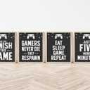 Poster Master 4-Piece Video Game Print - Gaming Poster - Retro Typography Art - Black & White Wall Design - Funny Quote Art - Great Game Room or Boy's Bedroom Decor - 8x10 UNFRAMED Wall Art