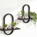 KALYLOC Floating Shelves for Wall, Hanging Shelves Wall Shelf for Plants, Decorative Wall Mounted Shelves for Living Room Bedroom Bathroom Home Office Kitchen, Black Wood Set of 2