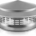 8 Inch 304 Stainless Steel Chimney Cap, Round Chimney Cover with Screen, Stove Pipe Topper for Exterior Fireplace Flue, Furnace Vent (Silver)