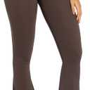 Sunzel Flare Leggings, Crossover Yoga Pants with Tummy Control, High-Waisted and Wide Leg (Medium, Seal Brown)