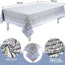 Newtay 60'' x 90'' Cotton Tablecloth Handmade Cotton Floral Tablecloth Washable Print Rectangle Table Cover with Dust Proof Wrinkle Resistant for Kitchen Dining Party Buffe(Light Steel, Blue)