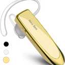 New Bee Bluetooth Earpiece V5.0 Wireless Handsfree Headset with Microphone 24 Hrs Driving Headset 60 Days Standby Time for iPhone Android Samsung Laptop Trucker Driver (Gold)