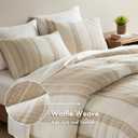 Woolrich King Comforter Set Cotton Striped, Oversized Comforter, All Season Down Alternative Overfilled King Size Comforter, Mesa, King/Cal K Tan 3 Piece