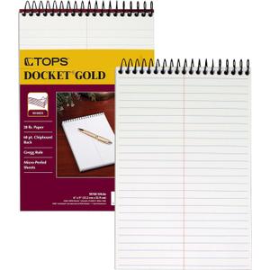 Tops Docket Gold Steno Book, 6" x 9", Gregg Rule, Clear Poly Cover, 100 Sheets (99708)