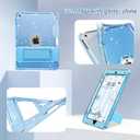 INFILAND Case for iPad 9th/8th/7th Generation 2021/2020/2019 10.2 inch Glitter Clear, Shockproof Protective Cute iPad 7/8/9 Gen Cover with Stand, Pencil Holder for Kids, Girls, Women (Blue)