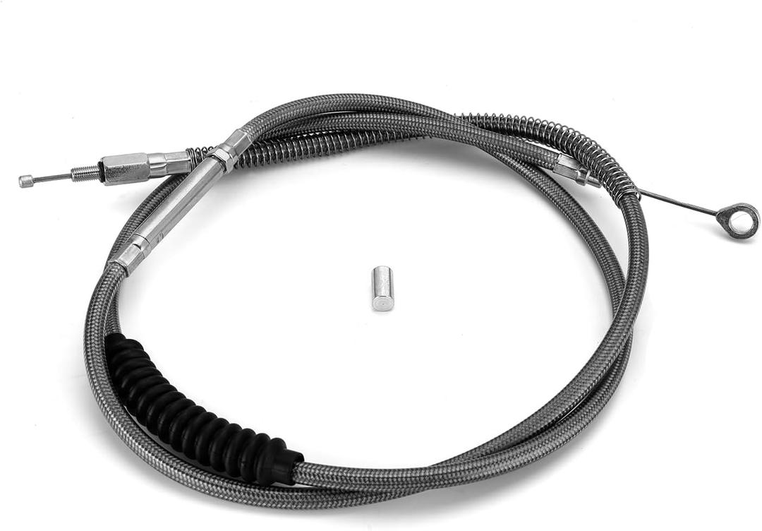 Mofun 72 11/16" Stainless Steel Extended Clutch Cable Fit 12" 14" 16" Handlebar Compatible with Harley Touring 2007, Fit Dyna 2006-2017 Softail 2007-2017, Black