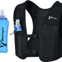 Running Vest for Women & Men, Adjustable Elasticated Sternum Straps Vest with 500ml Soft Flask, Fast and Free Reflective Running Vest, Designed for Running Marathon Trail Race Jogging Cycling (Medium)