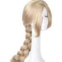 yuehong 47 inch Long Blonde Braided Wig Anime Weaving Wigs Heat Resistant Synthetic Fibers Costume Hair