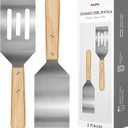 2 Pieces Stainless Steel Spatula Set,Metal Spatula for Cast Iron Skillet,Metal Spatula for Cooking with Wooden Handle,Metal Spatulas for kitchen use for Pancakes,Frying steak,Burger and Desserts