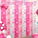 3 Pack Pink Bow Foil Fringe Curtains Bow Metallic Tinsel Streamers 3.3 X 6.6 ft Pink Tinsel Streamer Party Photo Backdrop for Bridal Shower Wedding Favors Coquette Birthday Girl Bows Theme Party Decor
