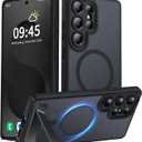 Magnetic for Samsung Galaxy S25 Ultra Case, [Compatible with MagSafe][Full Camera Protection][Built-in Invisible Kickstand] Translucent Matte Phone Case for S25 Ultra 6.9" - Black