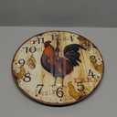 Lafocuse 12 Inch Silent Wooden Rooster Clock for Kitchen, Farmhouse Decorative Wall Clock for Living Room Battery Operated