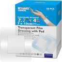 Waterproof Transparent Film Dressing with Absorbent Pad 50-Pack Sterile Adhesive Bandages Post-Surgical Wound Cover, Protective Barrier for Sensitive Skin (2.7x4)