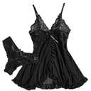 BGBLKBFPNK Tulle Suspenders Women's Lace V-Neck Underwear Cute Lace Babydoll Sleepwear Thong Dress Set Lingerie Nightgowns(Black, Size M)