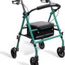 Cosydora Walkers for Seniors, Foldable Rollator Walkers with Seat, 6" All-Terrain Wheels, 350 lb Weight Capacity, Adjustable Handles and Seat Height, Lightweight Rolling Walker, Shimmer Green