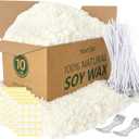 FUHITIM Soy Candle Wax for Candle Making 10 lbs Bag, Premium Natural Soy Wax Flakes, No additives and Pure, 100 Cotton Candle Wicks, 100 Wick Stickers, & 2 Centering Devices