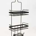 AQ Hanging Shower Caddy, Extra Wide Bathroom Organizer for Shampoo, Conditioner & Soap with Multi-Functional Hooks - Matte Black