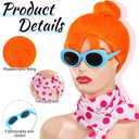 3pcs Halloween Costumes Accessories Include Orange Wig Red Polka Dot Scarf Blue Frame Sunglasses Lightweight Long Silk Scarf for Funny Movie Costume Accessories