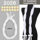 Class of 2026 Graduation Leis with Pearl Bows, 108 Patches Letters and Pearl 2026 Numbers DIY Graduation Ribbon Lei Double Braided Necklace for Senior Night College Grad Party Supply(White)