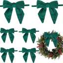 AIMUDI Hunter Green Bows 5''×6'' Christmas Bows for Gift Wrapping Present Bows Fur Bows for Christmas Trees Fireplaces Wreaths Crafts Home Outdoor Winter Decoration, 12 PCs