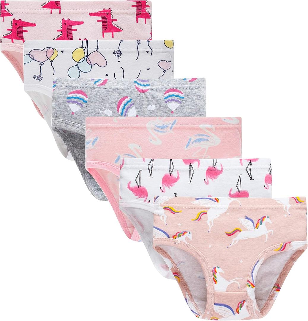 Slenily Little Girls' Soft Cotton Underwear Kids Cool Breathable Comfort Panty Briefs Toddler Undies (Pack of 6)