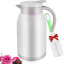 Stainless Steel Thermal Coffee Carafe Dispenser, 40oz Unbreakable Double Wall Vacuum Flask Large Capacity 1.2L Water Tea Pot Beverage Pitcher for Summer Cold Iced Coffee(White)