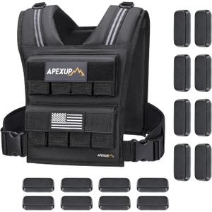 APEXUP Adjustable Weighted Vest Men 20lbs/30lbs/40lbs Weights with Reflective Stripe, Weight Vest Woman Workout Vest for Strength Training Running Walking