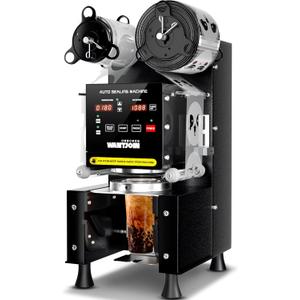 WantJoin Cup Sealing Machine Full Automatic Cup Sealer Machine 90/95mm Electric Cup Sealing Machine 500-600 Cups/H Digital Control LCD Panel Cup Sealer for Bubble Milk Tea Coffee Black (9.84"L x 15.4"W x 20.8"H)