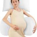 Pregnancy Pillow Cooling for Sleeping, Detachable and Adjustable Double-Sided Support Maternity Pillow Skin-Friendly for Pregnant Women Back, HIPS, Legs(30Slope Design Verified by Expectant Mothers) (All White)