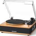Vinyl Record Player with Built-in Speakers Bluetooth Record Player Support Bluetooth in & Out High Fidelity 3-Speed Turntable with AT-3600L Magnetic Cartridge Support RCA Output Auto Stop