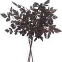 XZJMY 3 Pack Artificial Cimicifuga Plant Leaf,Artificial Fall Leaves Stems,Faux Fall Stems Fake Branches for Vase Home Kitchen Thanksgiving Harvest Farmhouse Table Mantel Decor (Purple)