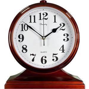 Desk Clock for Table Decor,Retro Mantel Clock Battery Operated for Fireplace Mantel, Living Room,Bedroom,Office,Desktop Decoration (Brown)